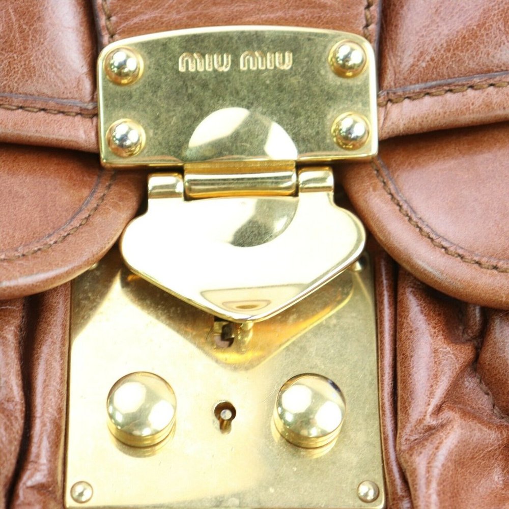 MIU MIU BROWN LEATHER SHOULDER BAG - Picture 8 of 8